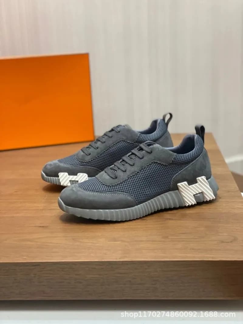 Hermès H-Boot Sneaker Grey Mesh and Suede