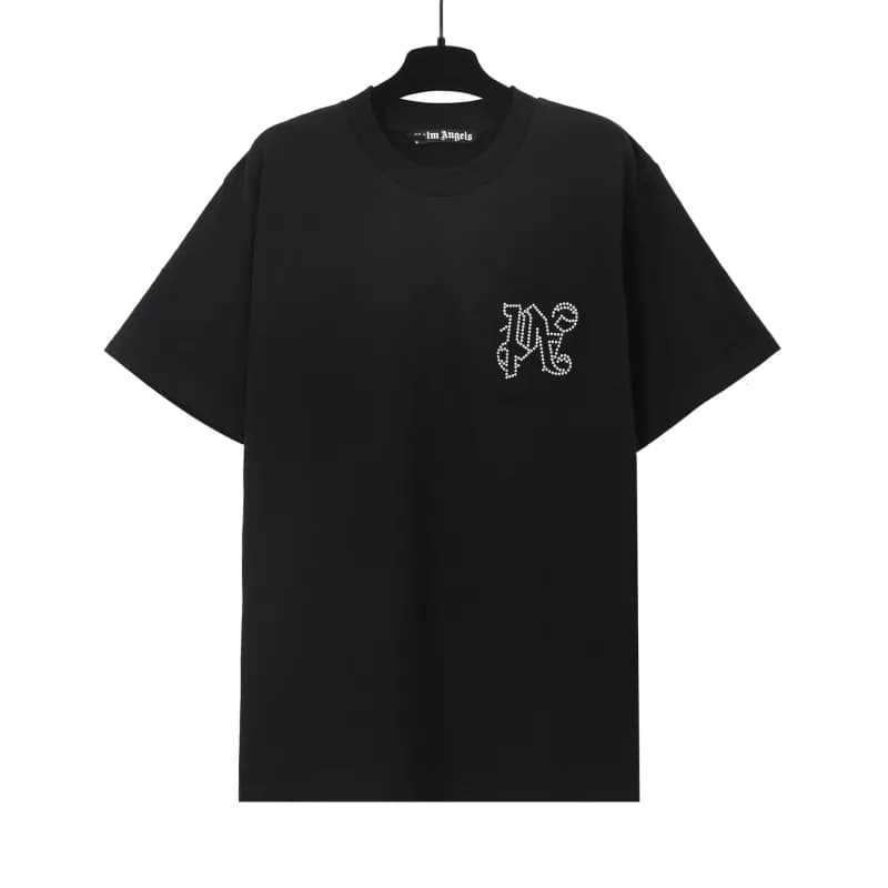 Palm Angels Logo T-Shirt Crystal Embellished