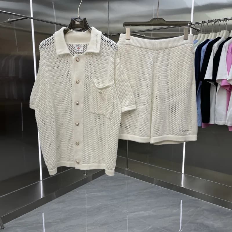 Off-White Knit Polo Dress Multi-Color Zigzag — 255-12