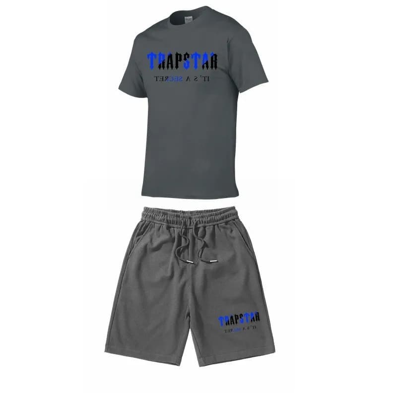 T-Shirt & Shorts Set TRAPSTAR Logo — 38 dark gray
