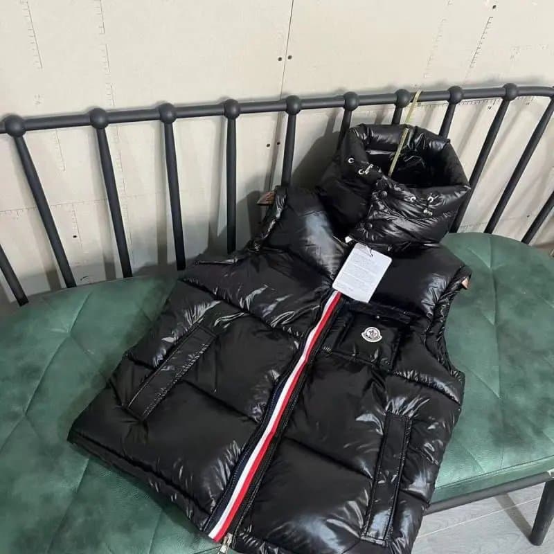 Moncler Puffer Vest Glossy Nylon with Logo Tape