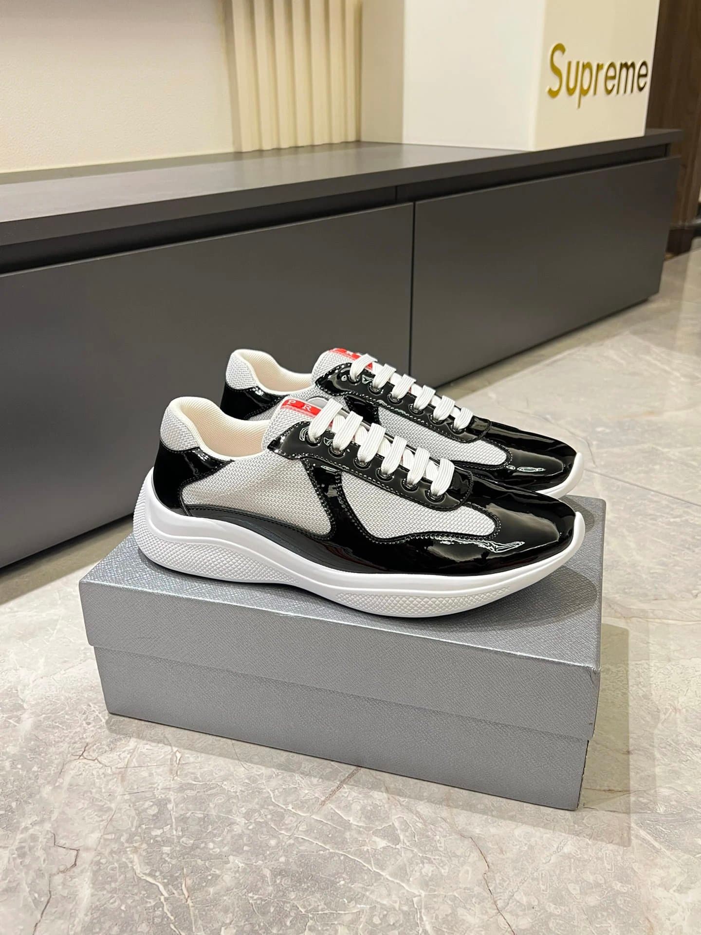 Prada Cloudbust Thunder White Mesh and Patent — 01