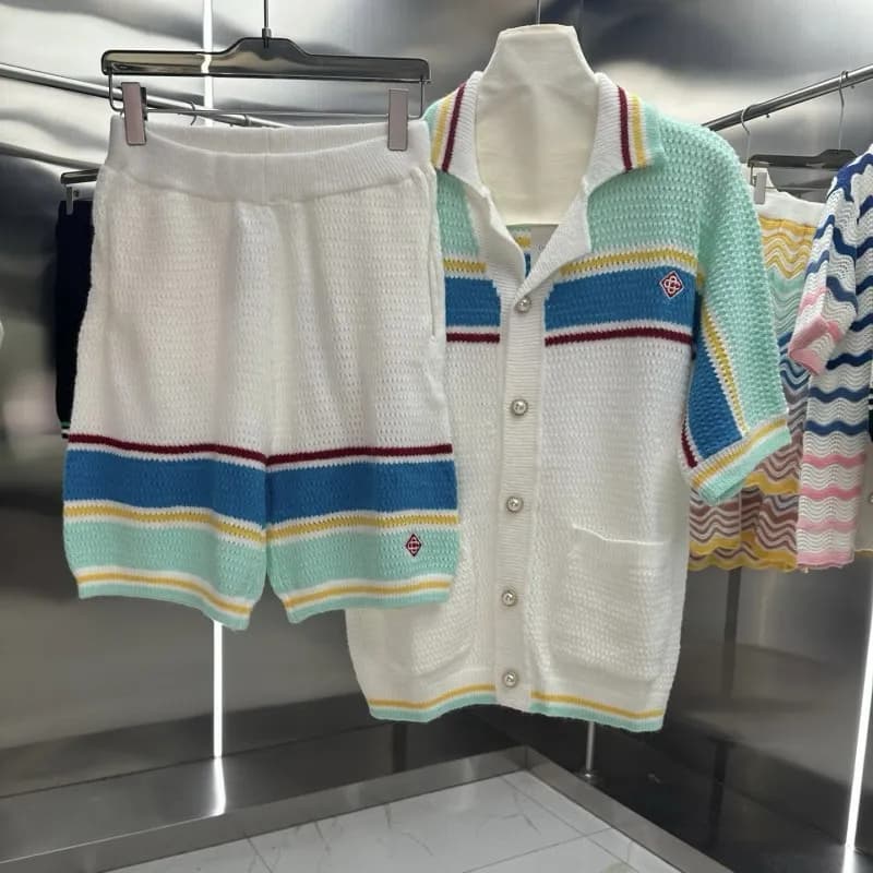 Off-White Knit Polo Dress Multi-Color Zigzag — 185-08