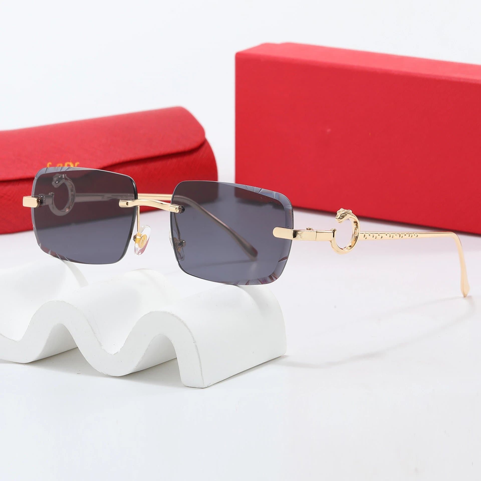 Ray-Ban Clubmaster Rimless Red Accents — 带LOGO带盒子 · A1