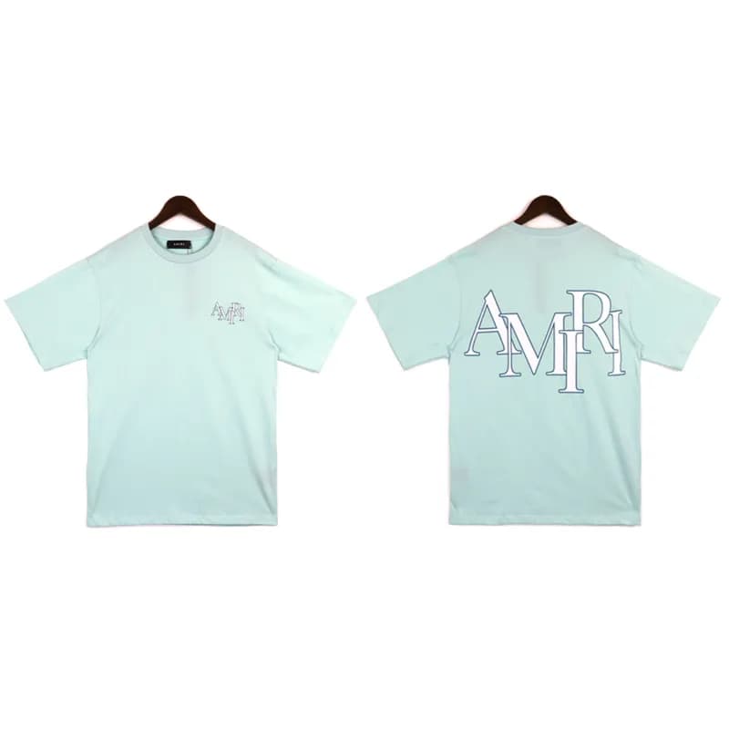 Amiri Logo T-Shirt Embroidered Script — 2177 浅蓝