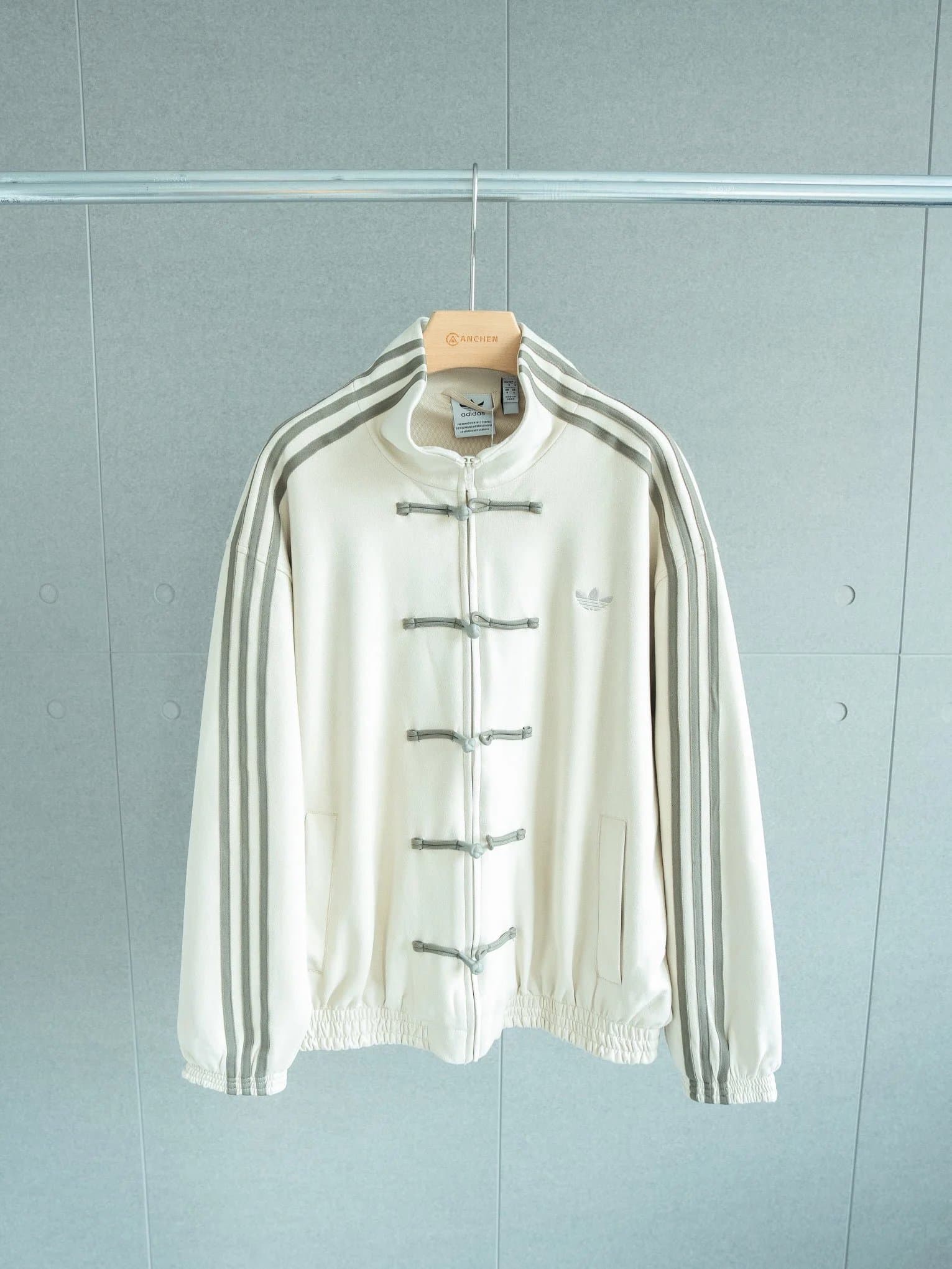 Adidas Track Jacket Chinese Knot Button — 米灰色 Beige grey