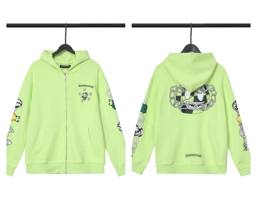 Chrome Hearts Zip-Up Hoodie Chain & Skull Print