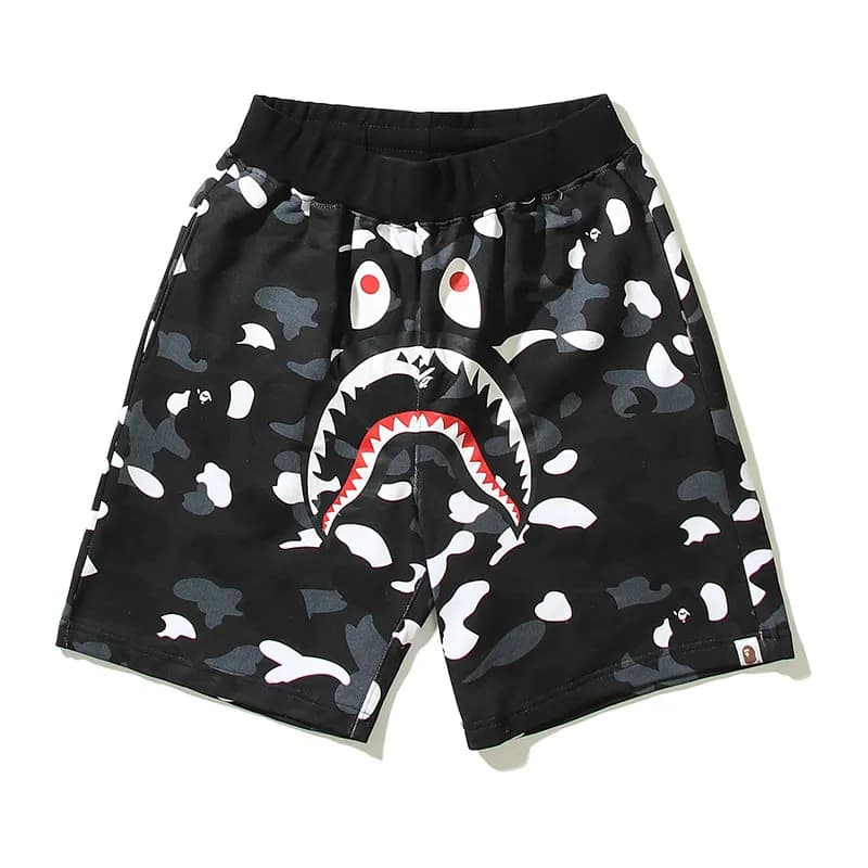 BAPE Shark Camo Shorts Shark Face Print — 36