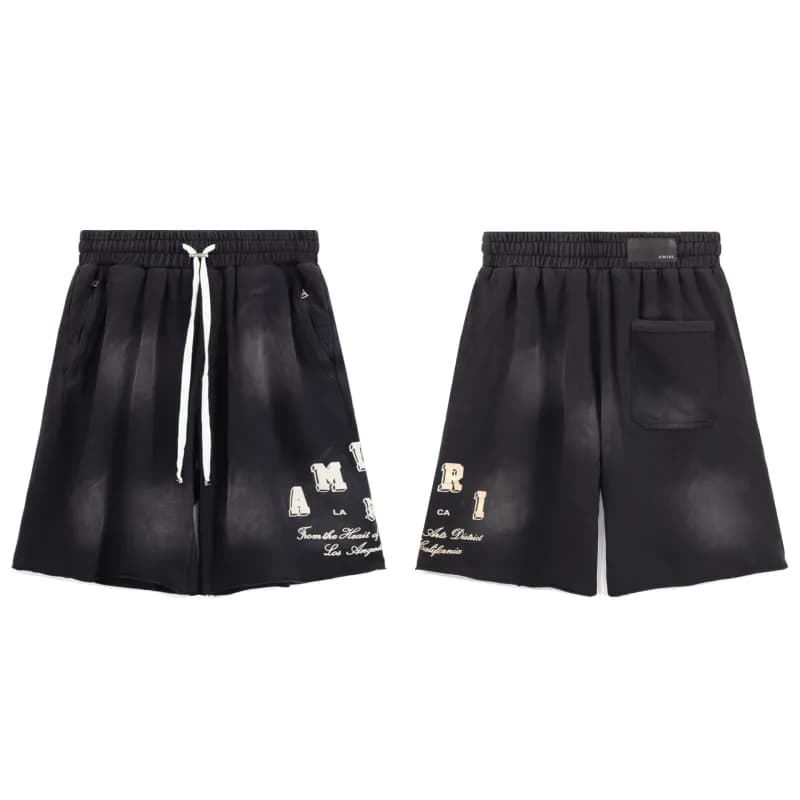 Amiri Logo Shorts Crystal Embellished — 8617洗水黑