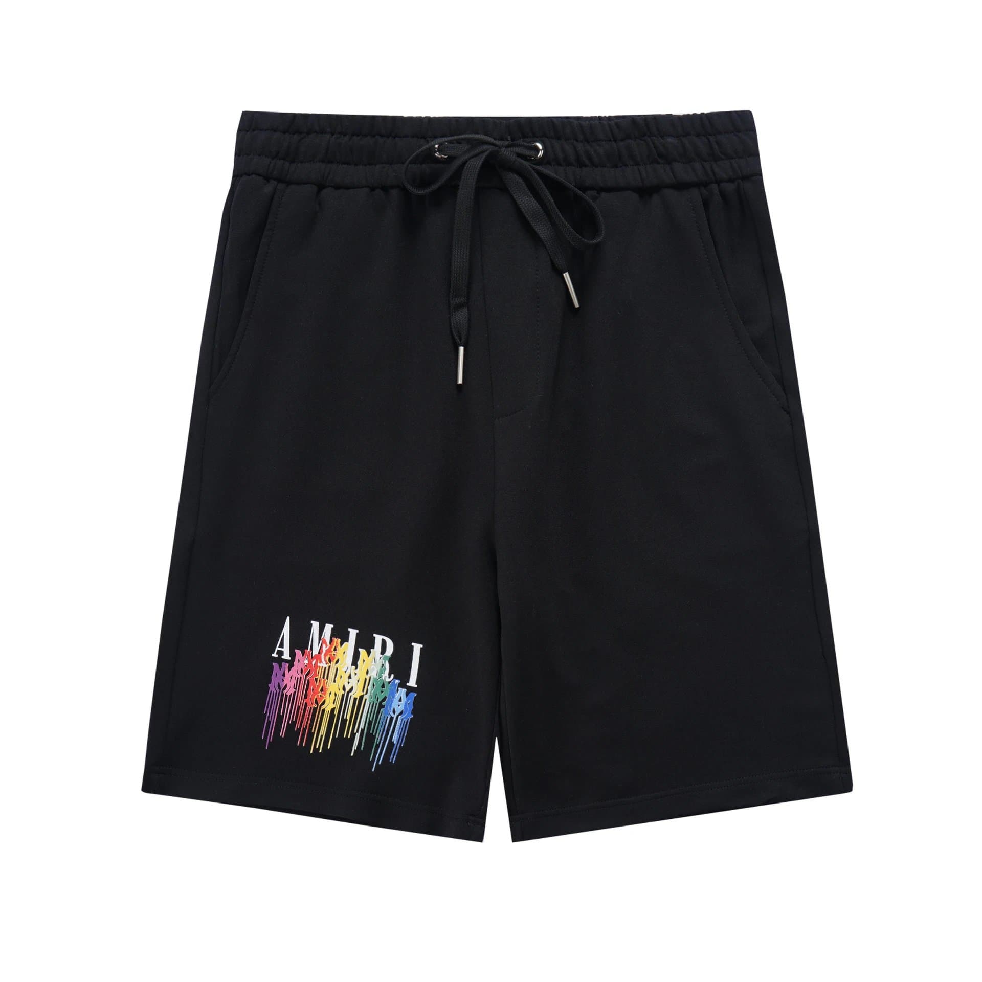 Amiri Logo Shorts Rainbow Drip Logo