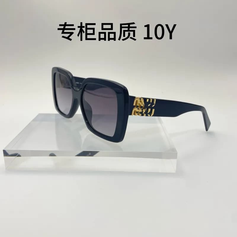 Miu Miu Square Sunglasses Gold Logo Temples
