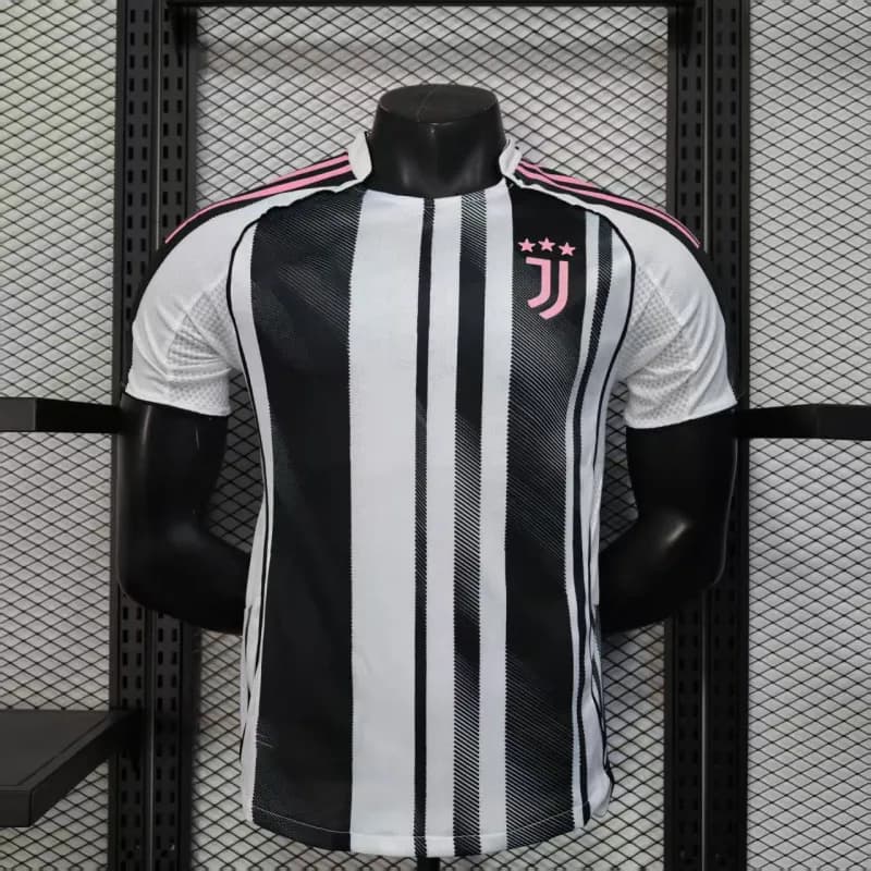 Adidas Juventus Home Jersey Black White Pink Stripes