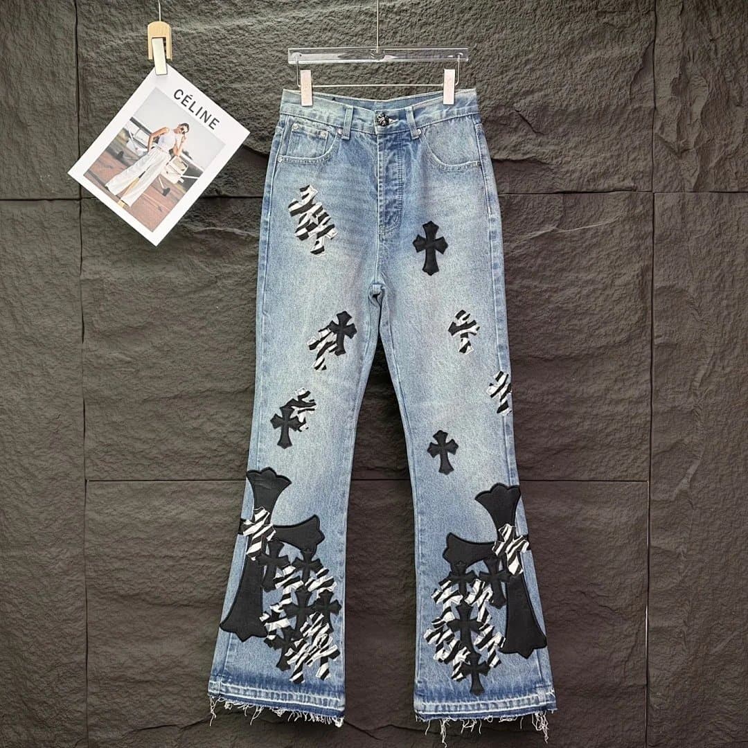 Chrome Hearts Flared Jeans Cross Patch