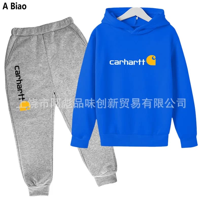 Carhartt Hoodie and Joggers Set Heather Grey with Logo — 16