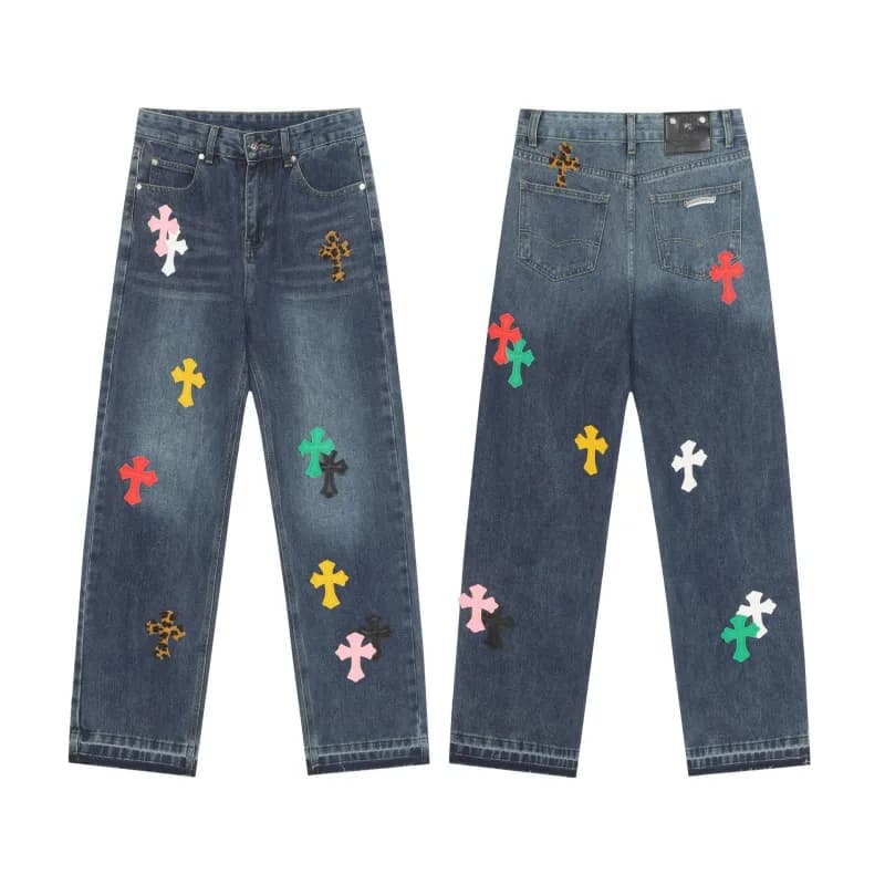 Chrome Hearts Cross Patch Jeans Embroidered Crosses — 515