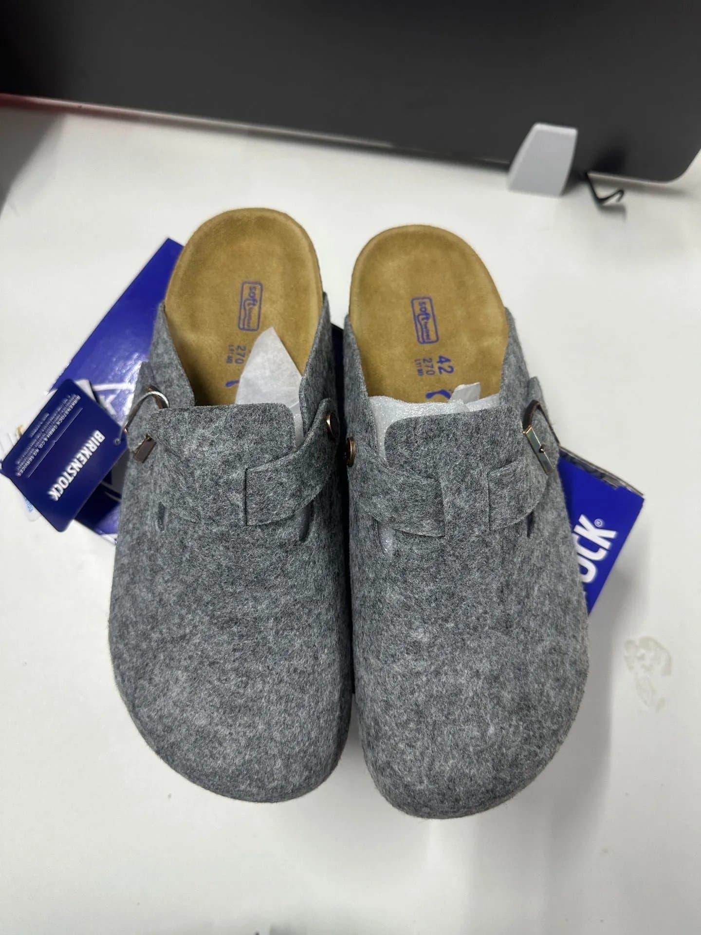 Birkenstock Boston Classic — 毛毡灰色