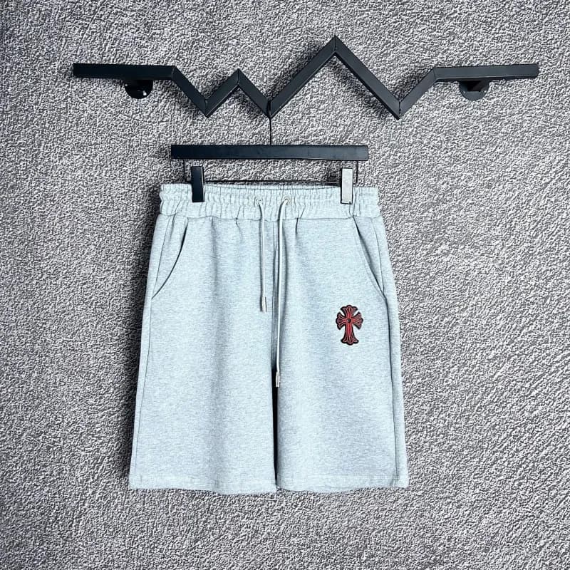 Chrome Hearts Logo Shorts Black Cross Embroidery — D209 gray