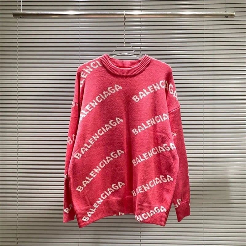 Balenciaga Logo Knit Sweater All-Over Logo