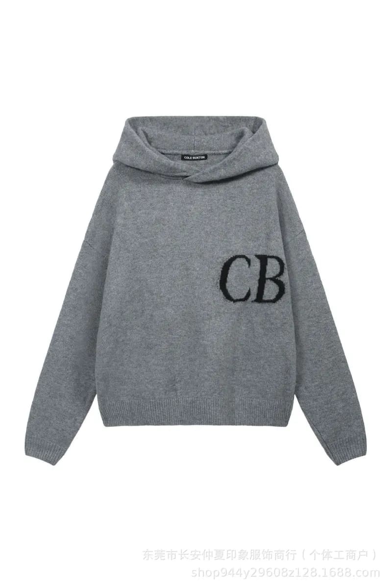 Corteiz CB Logo Sweater White CB Logo — C7030 gray hooded sweatshirt