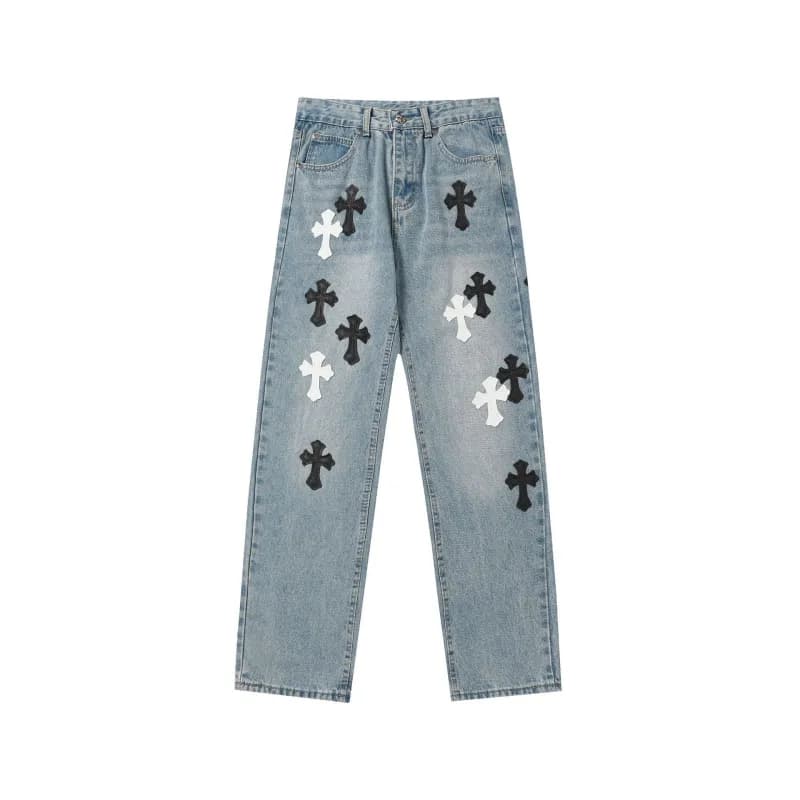 Chrome Hearts Cross Patch Jeans Multi Cross Embroidery — 9971