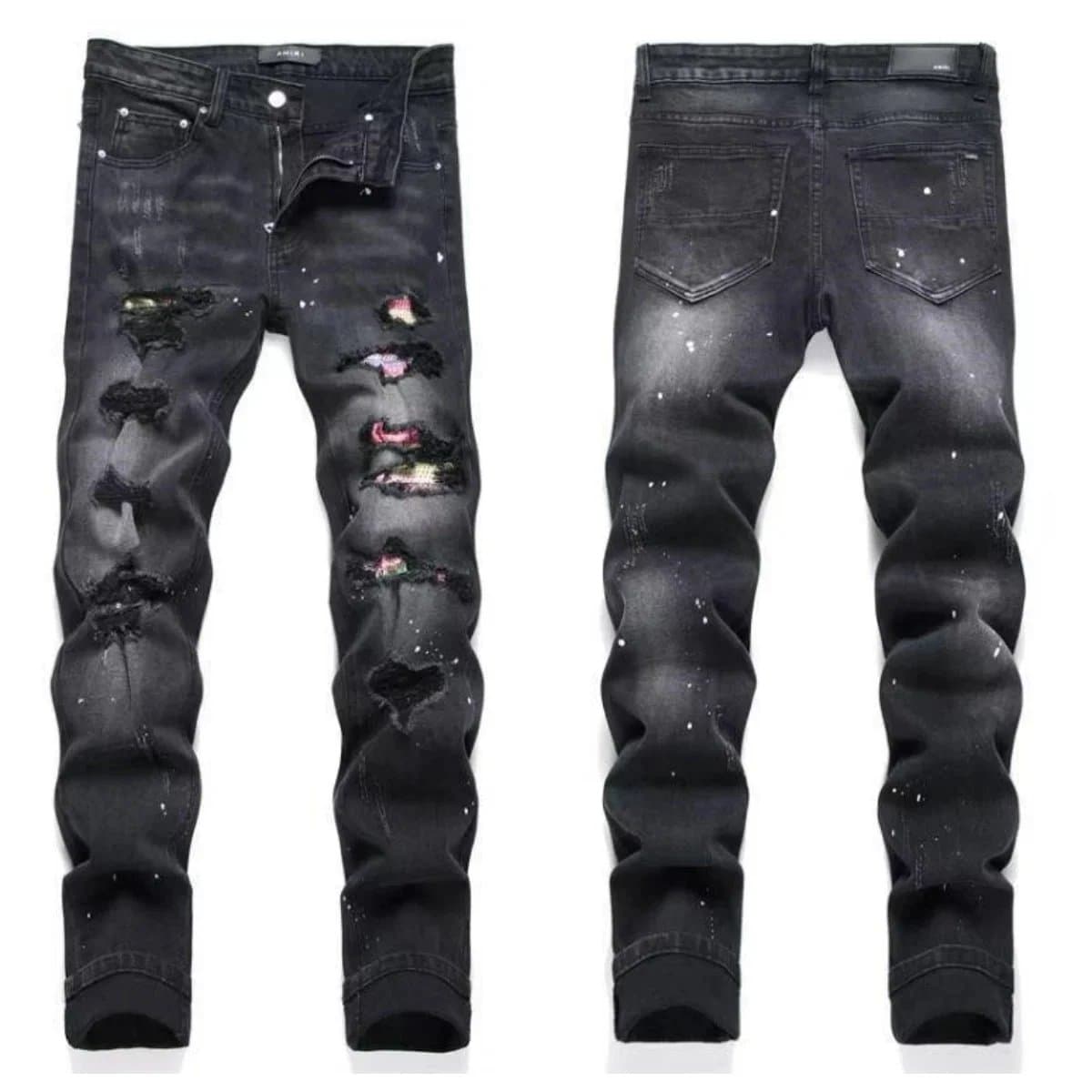 Amiri Distressed Patchwork Jeans Eagle & Logo Patch — 15