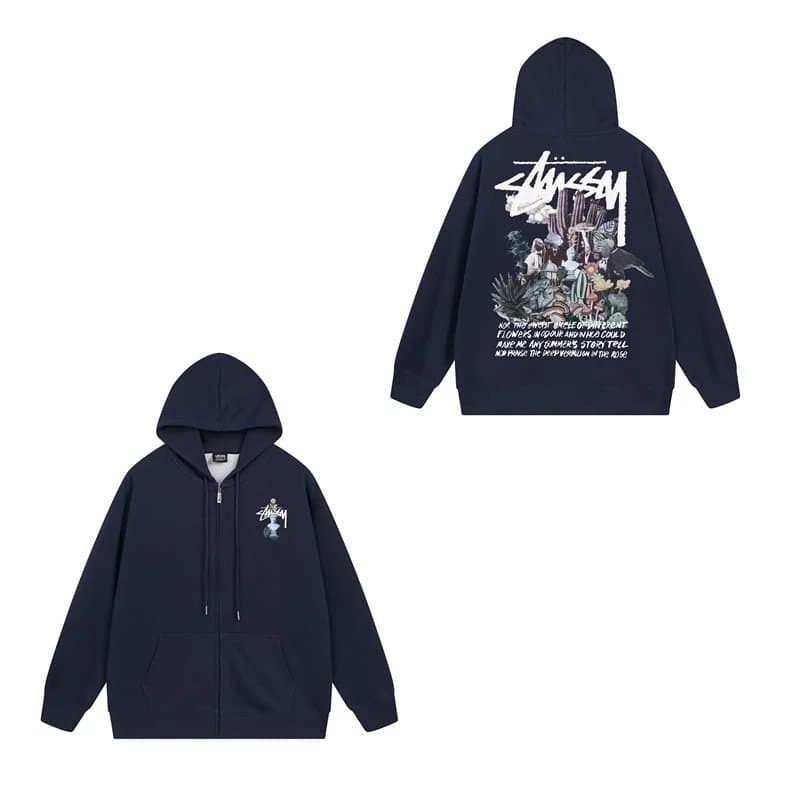Stüssy Zip-Up Hoodie Graphic Print