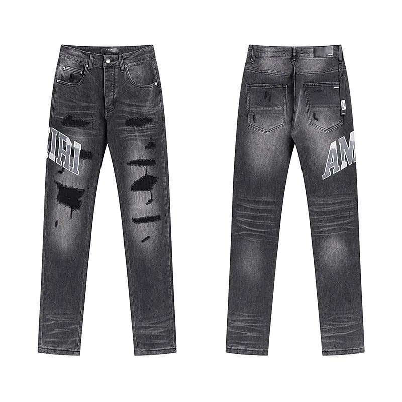 Balenciaga Distressed Jeans Embroidered Patch — AM5014