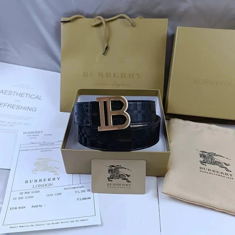 Burberry Logo Buckle Belt Checkered Monogram — 6