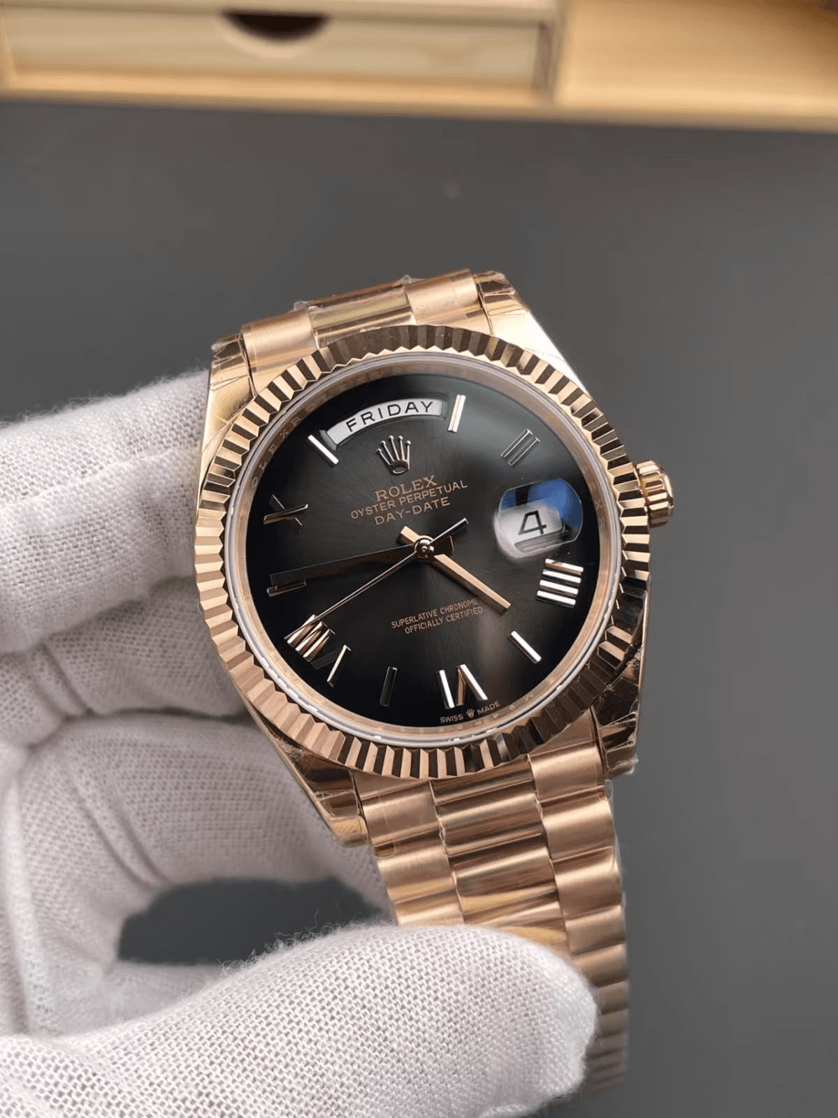Rolex Day-Date Black Dial with Roman Numerals