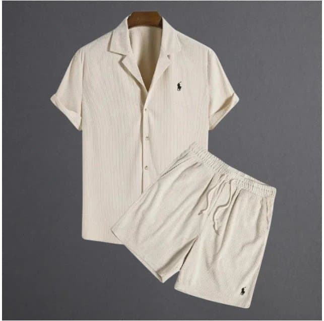 Polo Ralph Lauren Short-Sleeve Shirt and Shorts Set Ribbed Cotton