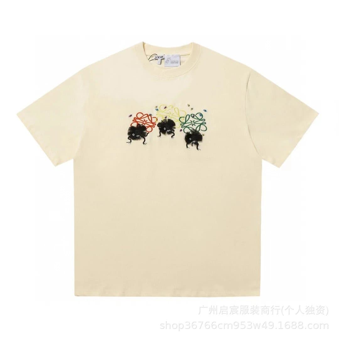 Loewe Logo Patch T-Shirt White — A015绣花杏色