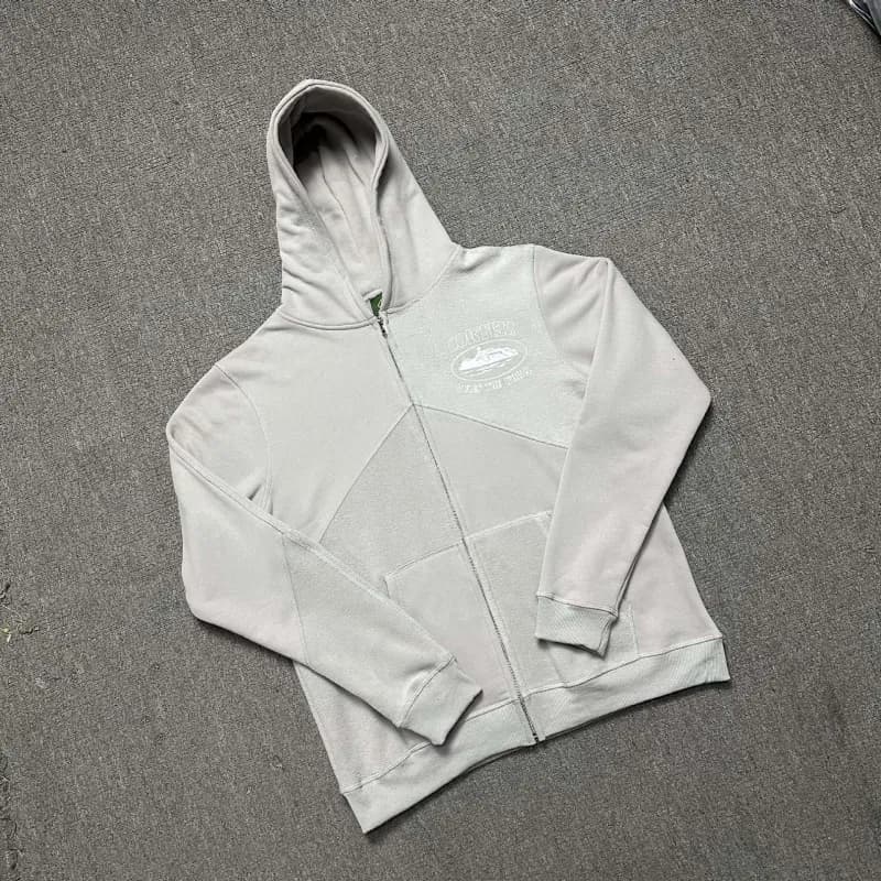 Stone Island Zip-Up Hoodie Patchwork Panel Design