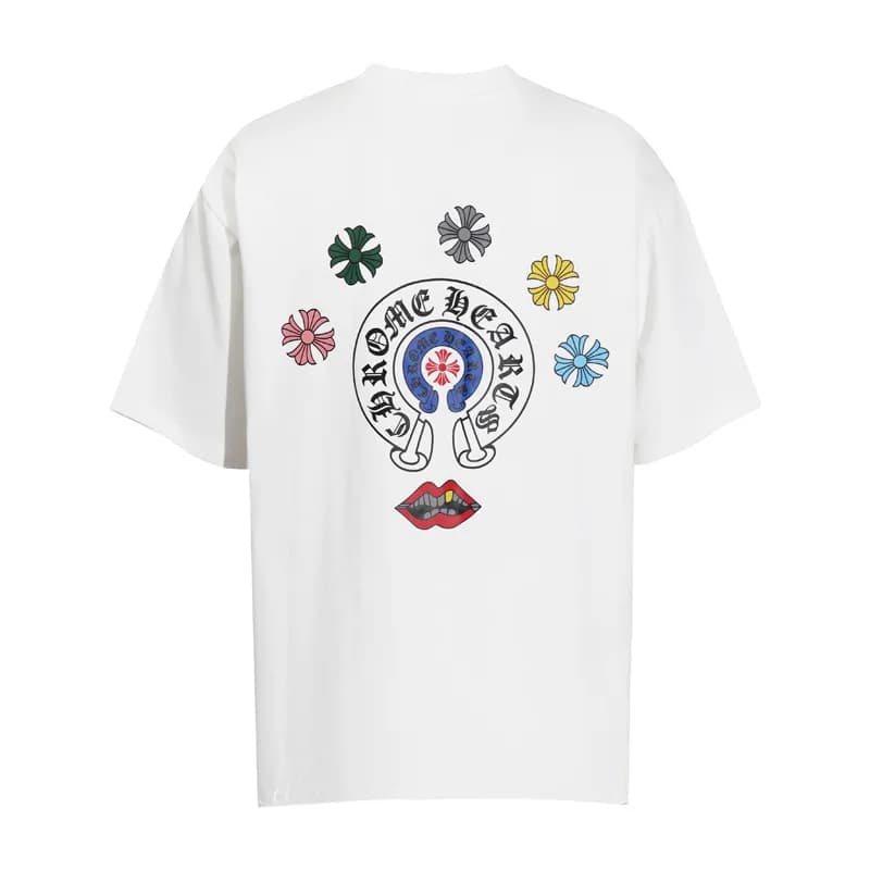 Chrome Hearts Graphic Tee Cross & Hearts Print — 6010白
