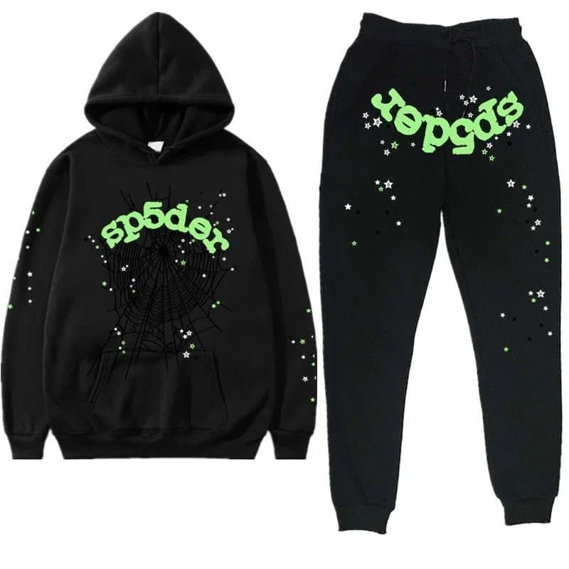 Sp5der Hoodie and Joggers Set Spider Web Logo — 15