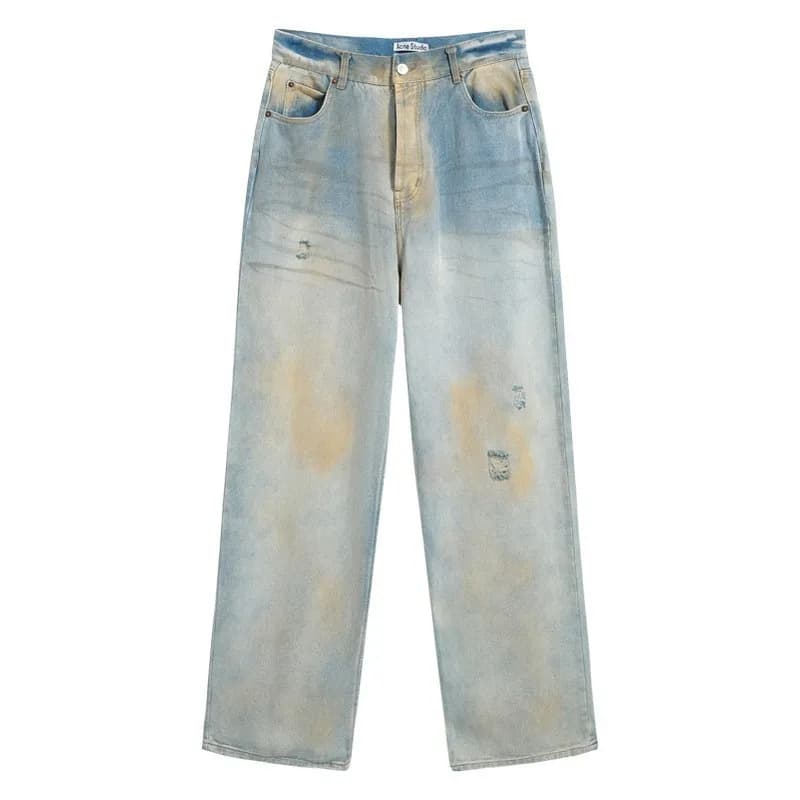 Acne Studios Wide-Leg Jeans Acid Wash Distressed