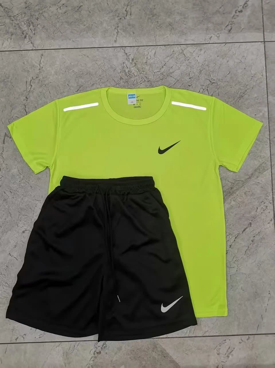 Nike athletic set neon green and black