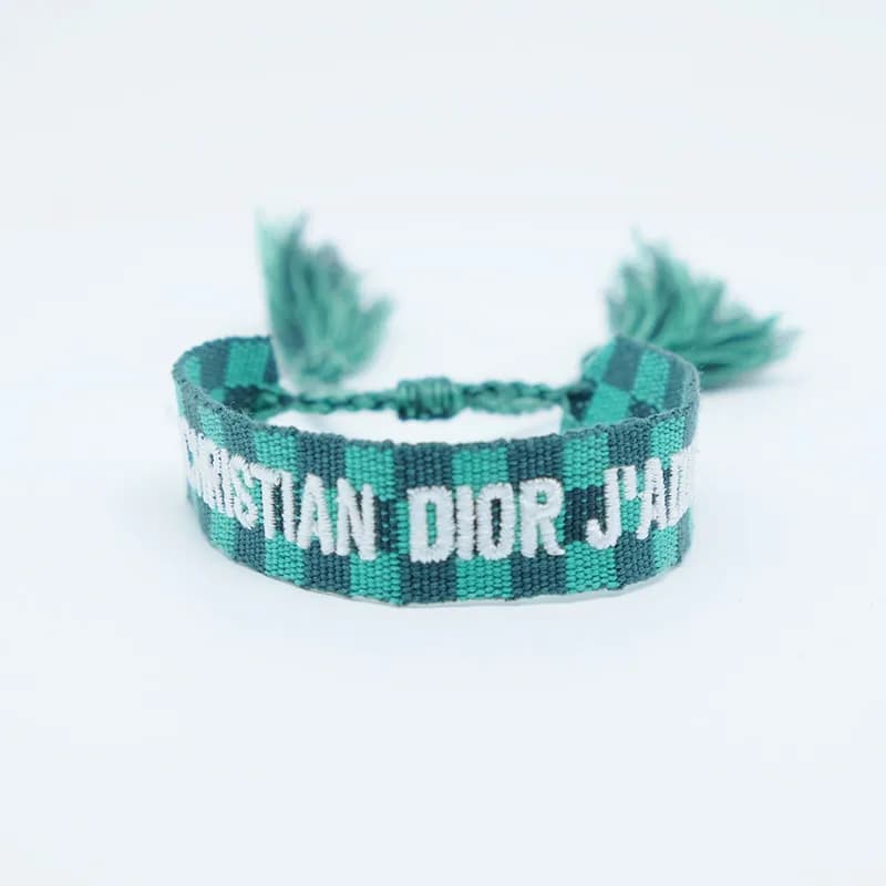 Dior J'Adior Woven Bracelet Pink with Black Logo — 98#