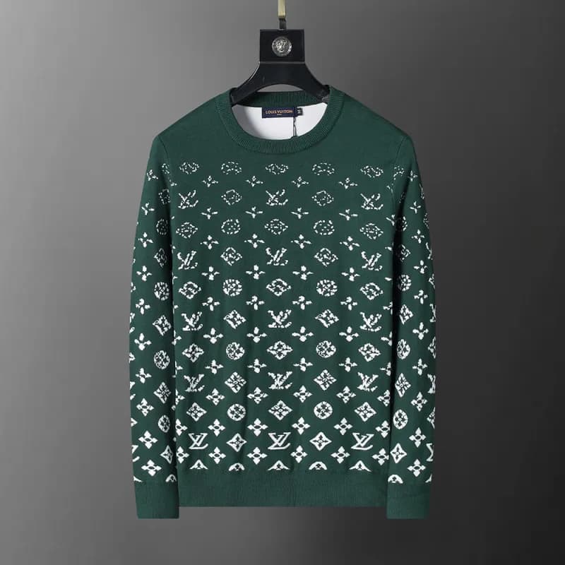 Givenchy Logo Knit Sweater Stripe Logo — 3002 dark green