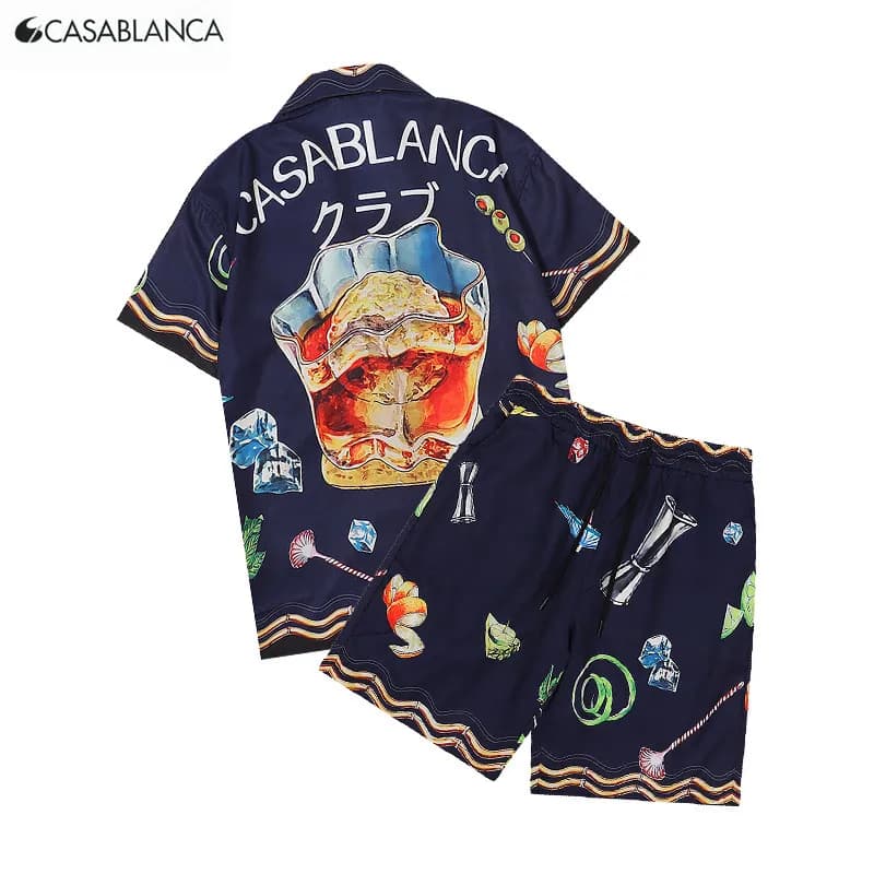 Gucci Printed Shirt and Shorts Set GG Anchor Motif — Q107 set picture