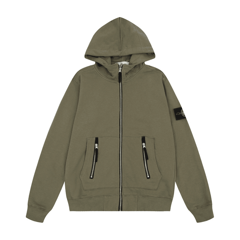 Stone Island Zip-Up Hoodie Solid Black — 4