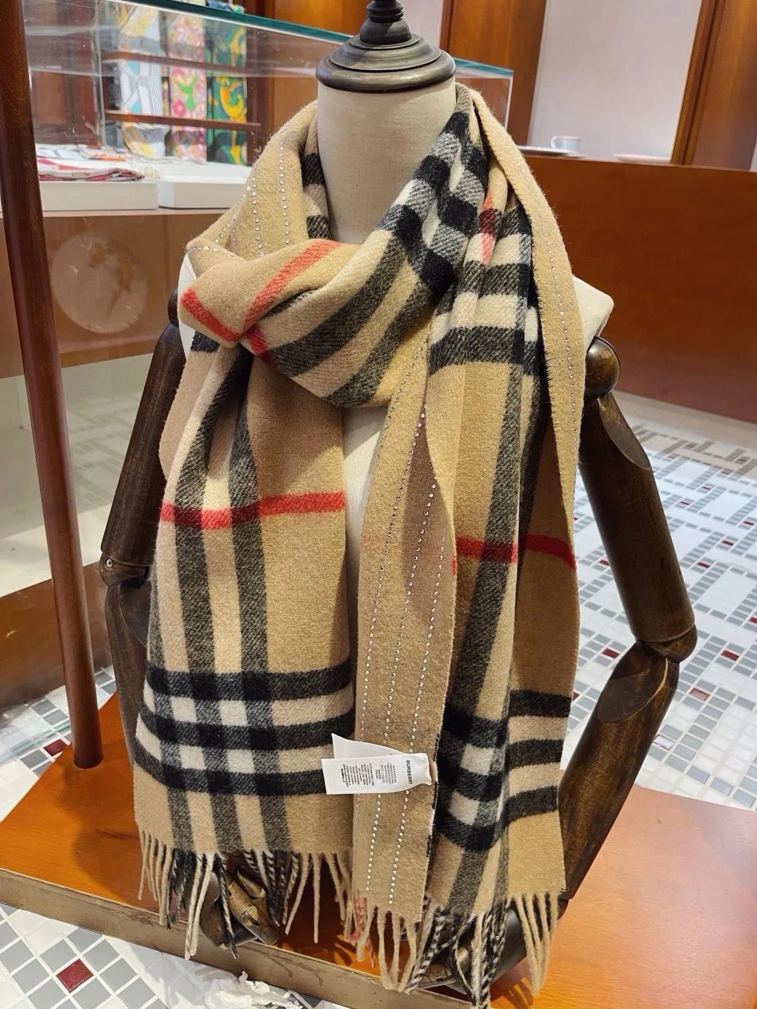 Burberry Classic Check Scarf Crystal-Embellished
