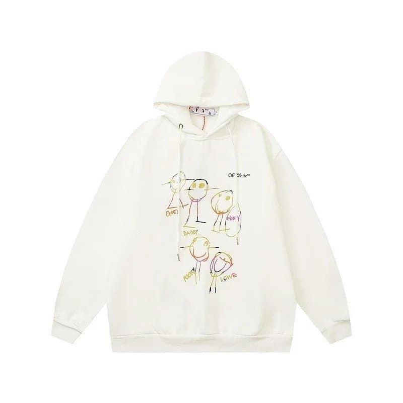 Off-White Hooded Sweatshirt Yellow Industrial Print — A26
