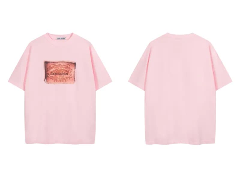 Acne Studios Logo Patch T-Shirt Pink with Embroidered Patch