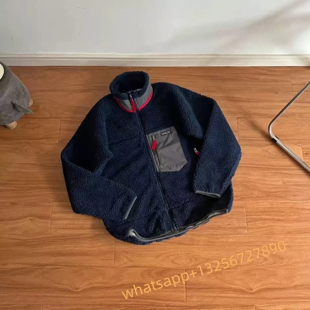 Patagonia Synchilla Snap-T Fleece Jacket Navy with Grey Chest Pocket and Red Zipper