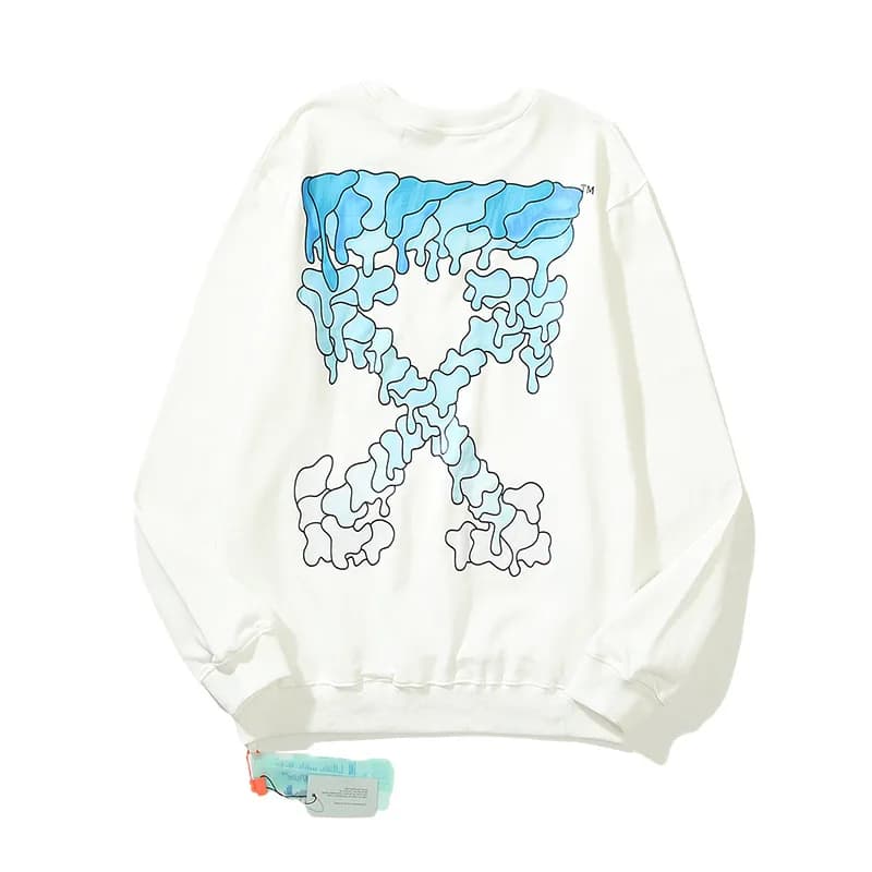 Off-White Cotton Sweatshirt Blue Arrow Print — 2063白色
