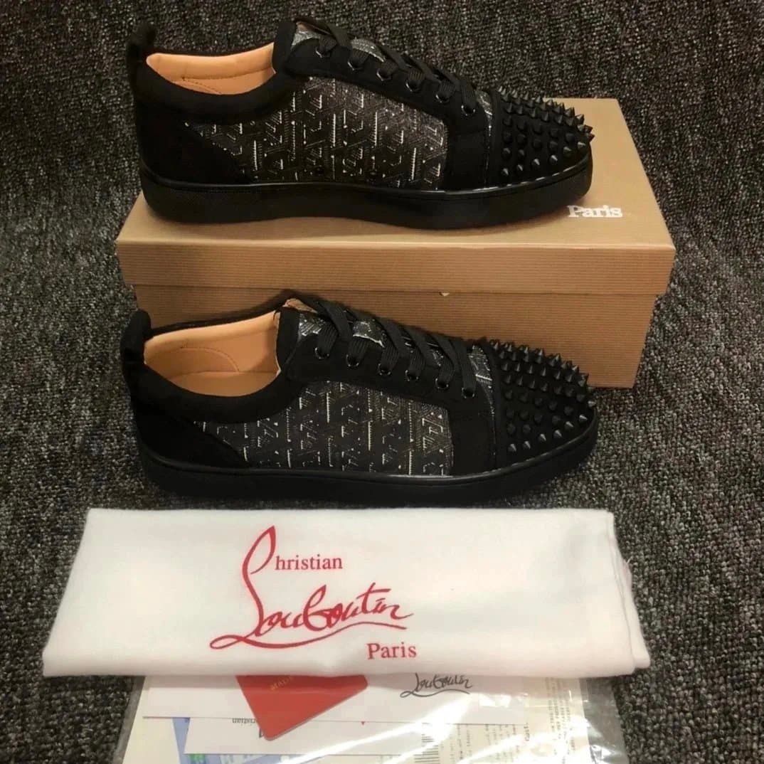Christian Louboutin Louis Junior Spikes Black Metallic Print