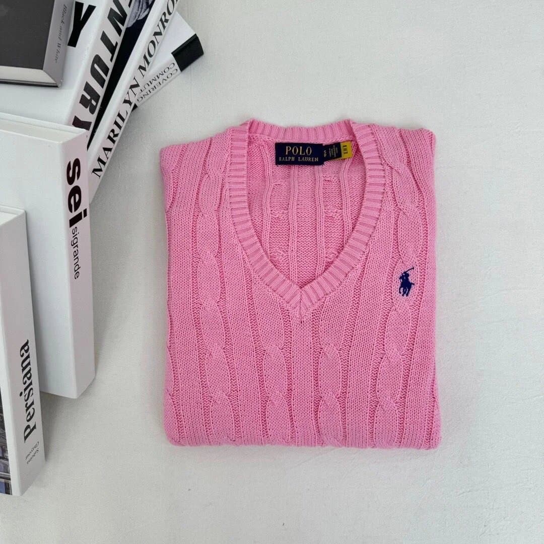 Polo Ralph Lauren Cable Knit V-Neck Sweater Classic Cable