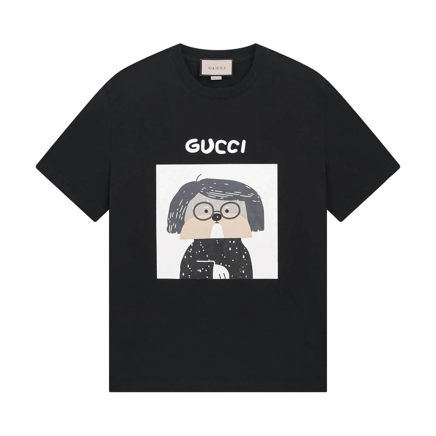 Gucci Graphic T-Shirt Illustrated Dog Print