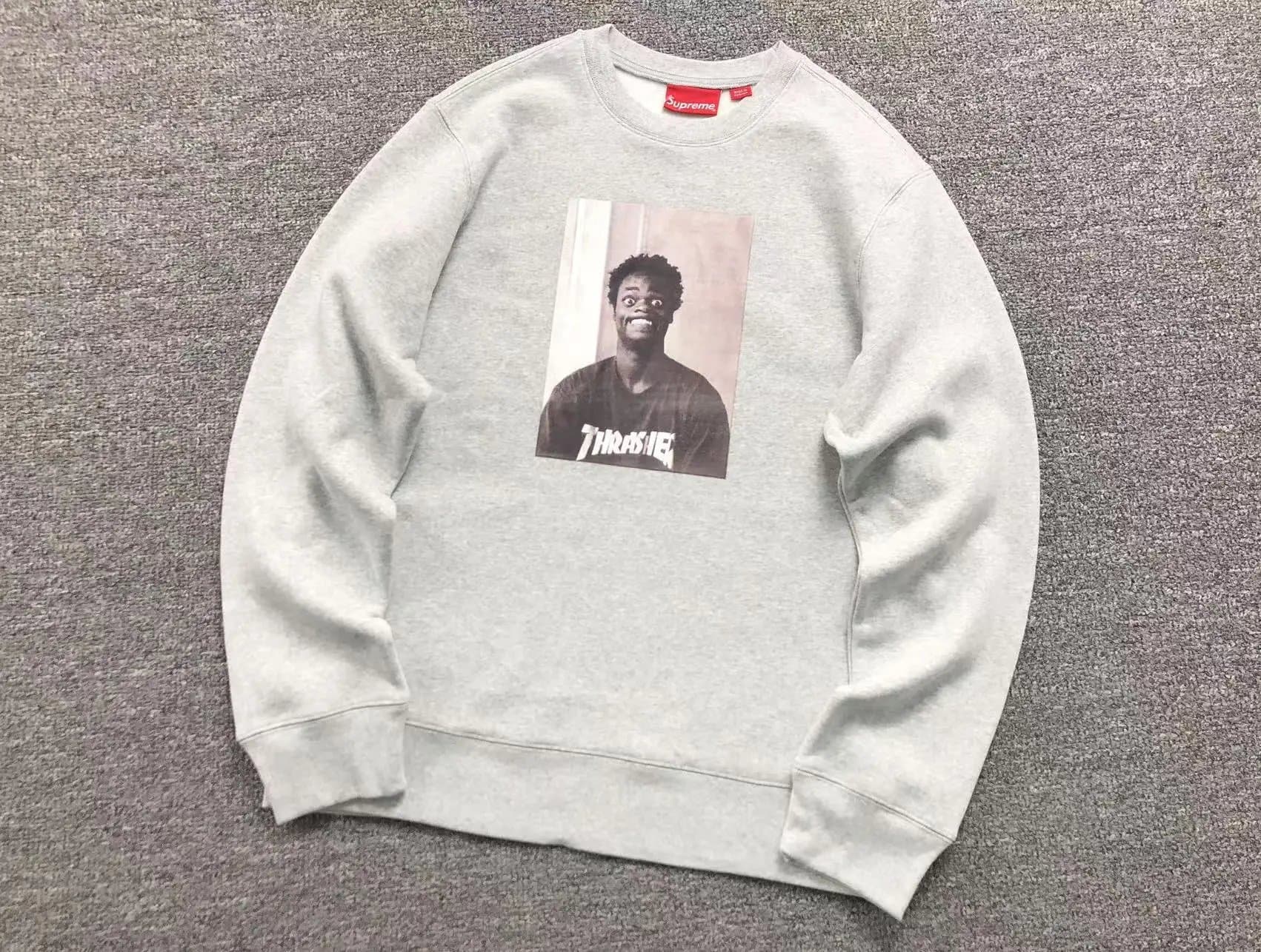 Supreme Long Sleeve Tee Bear Print — E580#花灰色