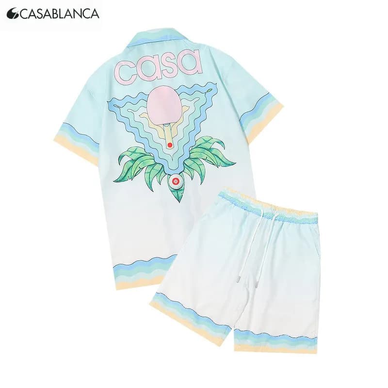 Casablanca Short-Sleeve Shirt & Shorts Set Tropical Print